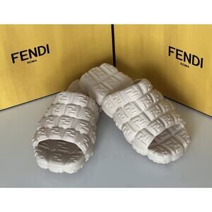 Fendi Men's FF Rubber Cloud Sandals Camelia 10 US (9 Fendi) 7X1573 IT NIB $595